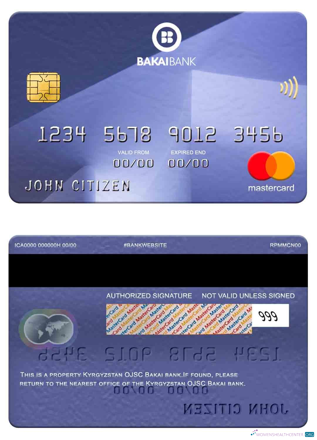 Download Kyrgyzstan OJSC Bakai Bank mastercard Photoshop template